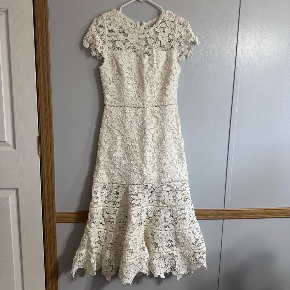 Joie Celedonia Floral Lace Scallop White Dress Size 4 - Picture 2 of 14